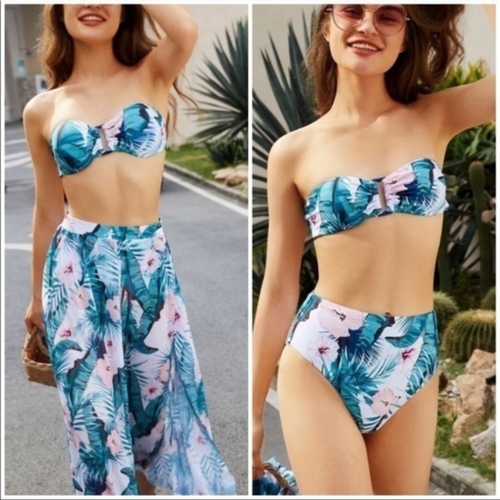 Bikini set 3 piece swimsuit and sarong